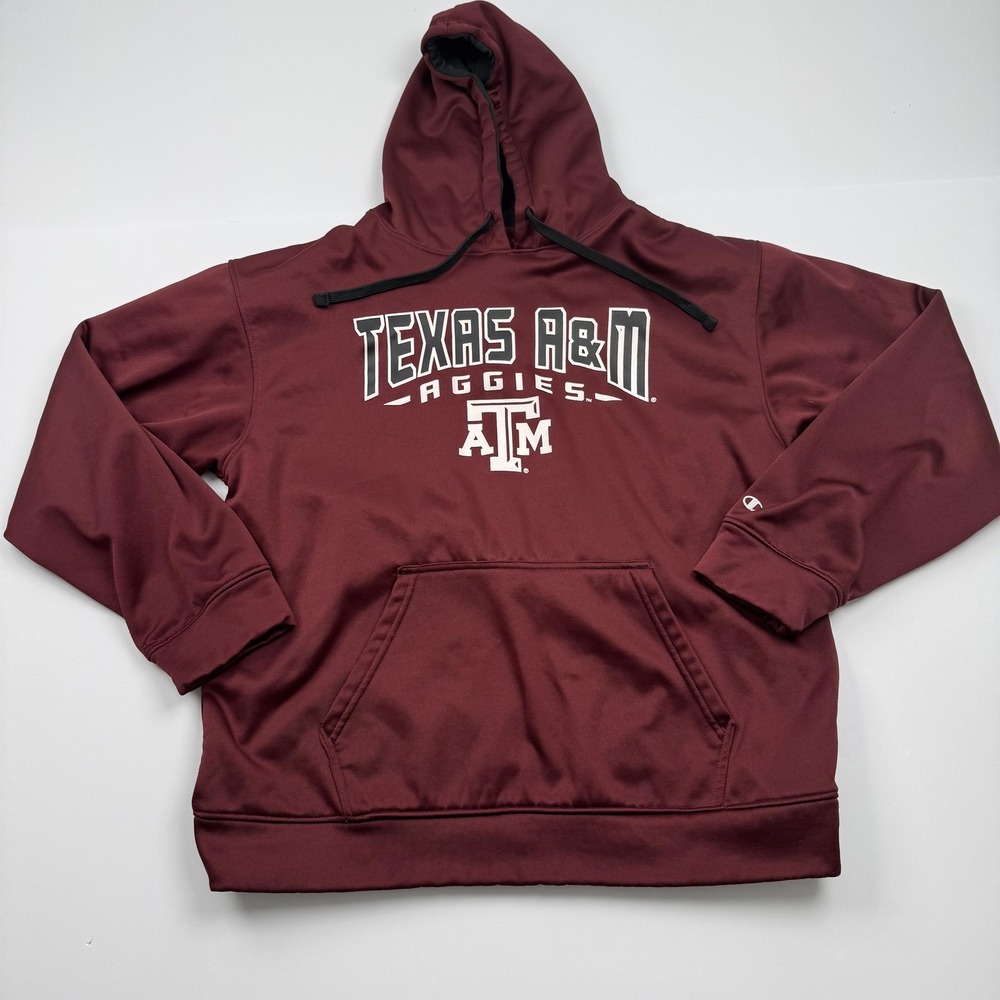 Texas A&M Aggies Hoodie Mens Large Maroon NCAA Football Pullover Champion